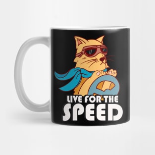 Live For The Speed Funny Racing Cat Car Race Mug